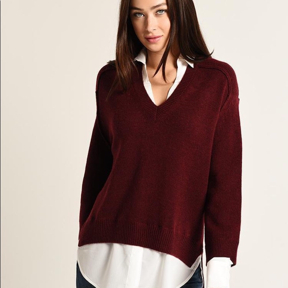 Brochu Walker The Looker Layered V Neck Sweater, size XS